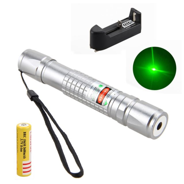 High Power Green Laser Light 650nm 1mw Lazer Pointer Adjustable Focus Tactical Laser Pen Light +Rechargeab 18650 Battery+Charger
