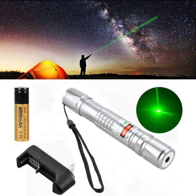 High Power Green Laser Light 650nm 1mw Lazer Pointer Adjustable Focus Tactical Laser Pen Light +Rechargeab 18650 Battery+Charger